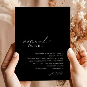 Invitation Script minimaliste élégant   Mariage noir