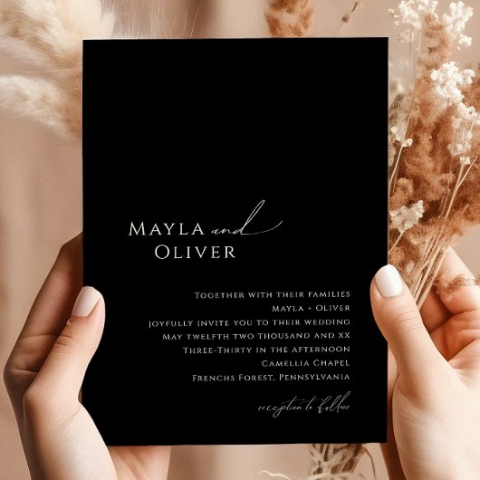 Invitation Script minimaliste élégant | Mariage noir