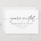 Invitation Script minimaliste fête d'anniversaire (Devant)