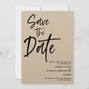 Invitation Script minimaliste Kraft Enregistrer la date