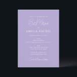 Invitation Script minimaliste Lavande Bat mitzvah moderne mig<br><div class="desc">Lavande de script minimaliste personnalisée Cute Modern Bat mitzvah Invitation</div>