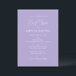 Invitation Script minimaliste Lavande Bat mitzvah moderne mig<br><div class="desc">Lavande de script minimaliste personnalisée Cute Modern Bat mitzvah Invitation</div>