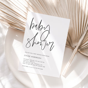 Invitation Script minimaliste manuscrit Baby shower noir
