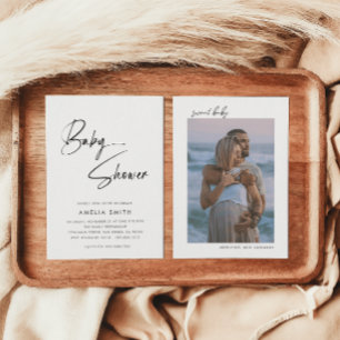 Invitation Script minimaliste manuscrit photo