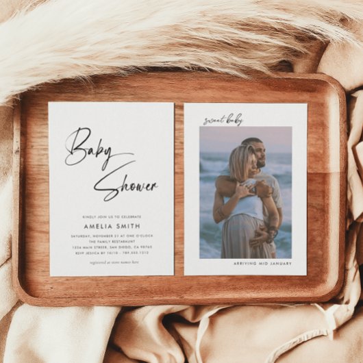 Invitation Script minimaliste manuscrit photo