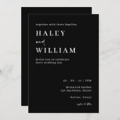 Invitation Script minimaliste Mariage noir et blanc simple (Devant / Derrière)