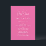 Invitation Script minimaliste mignon rose chaud Bat mitzvah m<br><div class="desc">Script Minimaliste Personnalisé Cute Hot Pink Modern Bat mitzvah Invitation</div>