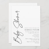 Invitation Script minimaliste moderne Baby shower noir blanc (Devant / Derrière)