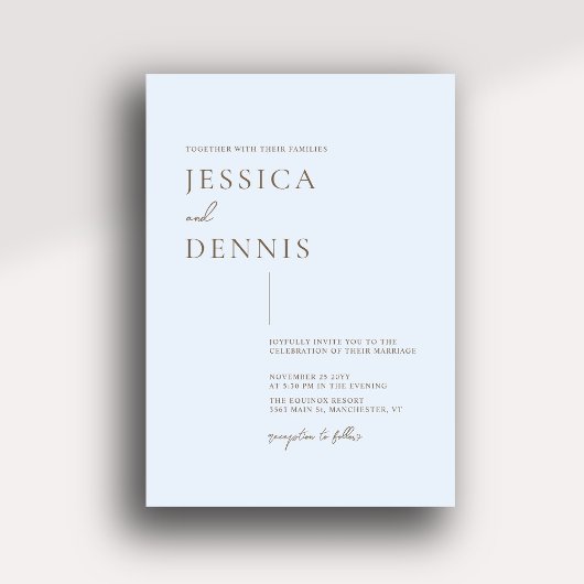 Invitation Script minimaliste moderne élégant Mariage bleu cl