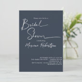Invitation Script minimaliste moderne Fête des mariées bleue (Debout devant)