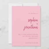 Invitation Script minimaliste moderne Magenta et Mariage rose (Devant)