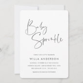 Invitation Script minimaliste moderne manuscrit Bébé Sprinkel (Devant)