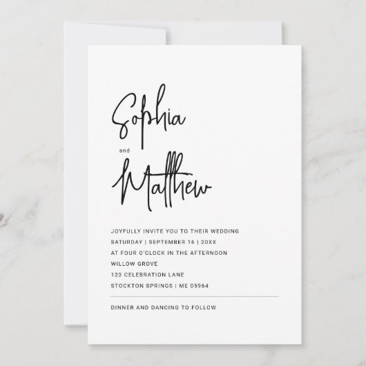Invitation Script minimaliste moderne | MARIAGE (Devant)