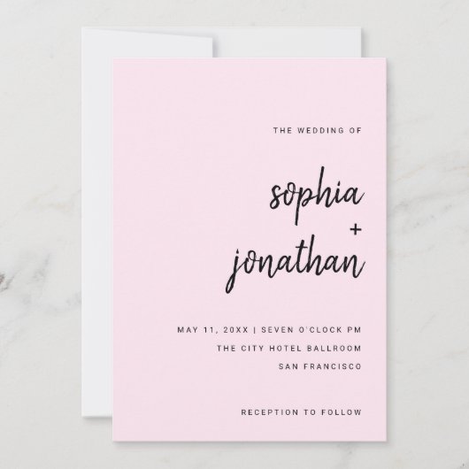 Invitation Script minimaliste moderne | Mariage blanc (Devant)