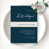 Invitation Script minimaliste moderne : Mariage bleu émeraude