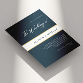 Invitation Script minimaliste moderne : Mariage bleu émeraude