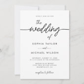 Invitation Script Minimaliste Moderne Mariage noir et blanc (Devant)