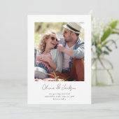 Invitation Script minimaliste moderne photo QR Code Mariage (Debout devant)