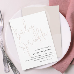 Invitation Script minimaliste moderne Pink Baby Sprinkel