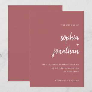 Invitation Script minimaliste moderne Terra Rosa MARIAGE