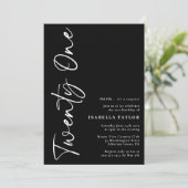 Invitation Script minimaliste noir blanc 21e anniversaire (Debout devant)