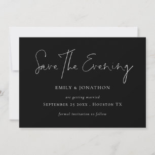 Invitation Script minimaliste noir Enregistrer le soir