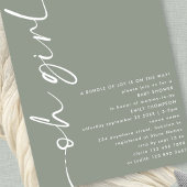 Invitation Script minimaliste Oh Girl Sage Baby shower