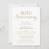 Invitation Script minimaliste Or 50e anniversaire Mariage (Devant)
