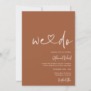 Invitation Script minimaliste orange brûlé Mariage moderne