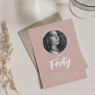 Invitation Script minimaliste photo 40e anniversaire Dusty ro