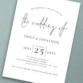 Invitation Script minimaliste QR Code noir blanc Mariage