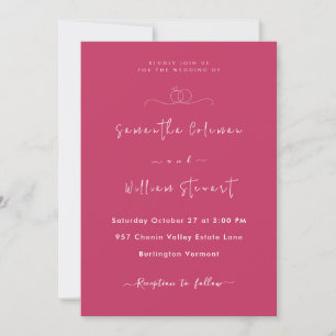 Invitation Script minimaliste rose chaud Mariage moderne