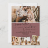 Invitation Script minimaliste rose moderne 5 photos mariage (Dos)