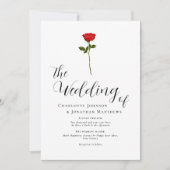 Invitation Script minimaliste Rose rouge élégant (Devant)