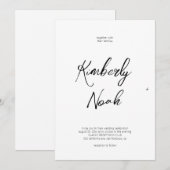 Invitation Script minimaliste simple mariage noir et blanc (Devant / Derrière)