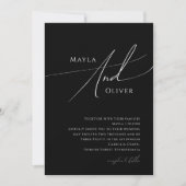 Invitation Script minimaliste Whimsical | Mariage noir (Devant)