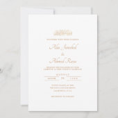 Invitation Script minimum blanc classique or Mariage musulman (Devant)