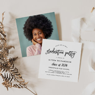 Invitation Script moderne   2024 Graduation Party Photo Retou