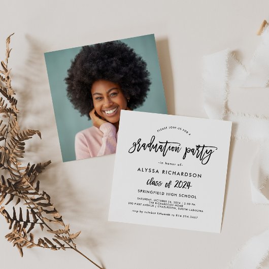 Invitation Script moderne | 2024 Graduation Party Photo Retou