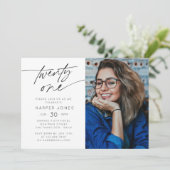 Invitation Script moderne 21e anniversaire de la fête photo h (Debout devant)