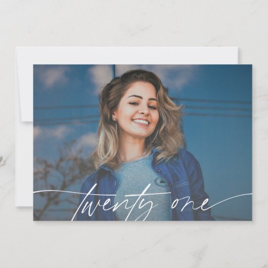 Invitation Script moderne 21e anniversaire de la fête photo h (Dos)
