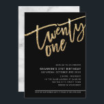 Invitation SCRIPT MODERNE 21e parties scintillant d'or du par<br><div class="desc">par kat massard >>> https://linktr.ee/simplysweetpaperie <<< Un design branché et écrit à la main pour votre 21E ANNIVERSAIRE - J'ai la plupart des âges disponibles en magasin CONSEIL :: 1. Pour modifier/déplacer des graphiques et des polices et ajouter du texte - cliquez sur le bouton "customiser". - - - -...</div>