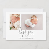 Invitation Script moderne 2 Photos Baptême (Devant)