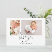 Invitation Script moderne 2 Photos Baptême (Debout devant)