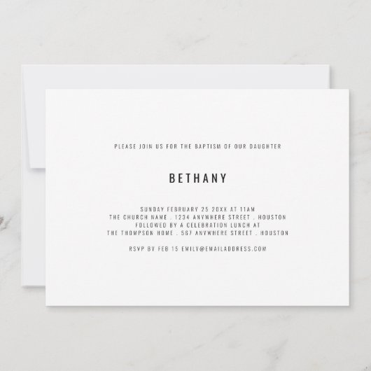 Invitation Script moderne 2 Photos Baptême (Dos)