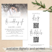 Invitation Script moderne 2 QR Codes Mariage photo tout en un
