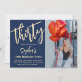 Invitation Script moderne 30e anniversaire de la fête photo (Devant)
