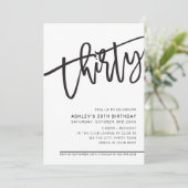 Invitation SCRIPT MODERNE 30e anniversaire fête noir blanc (Debout devant)