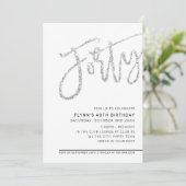 Invitation SCRIPT MODERNE 40e anniversaire parties scintillan (Debout devant)