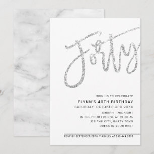 Invitation SCRIPT MODERNE 40e anniversaire parties scintillan